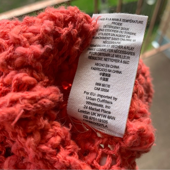 Free People Orange Crochet Sweater Size Small - Picture 12 of 13